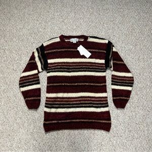 Spice Of Life Striped Sweater Womens Small Red Black White Plush Vintage 90s